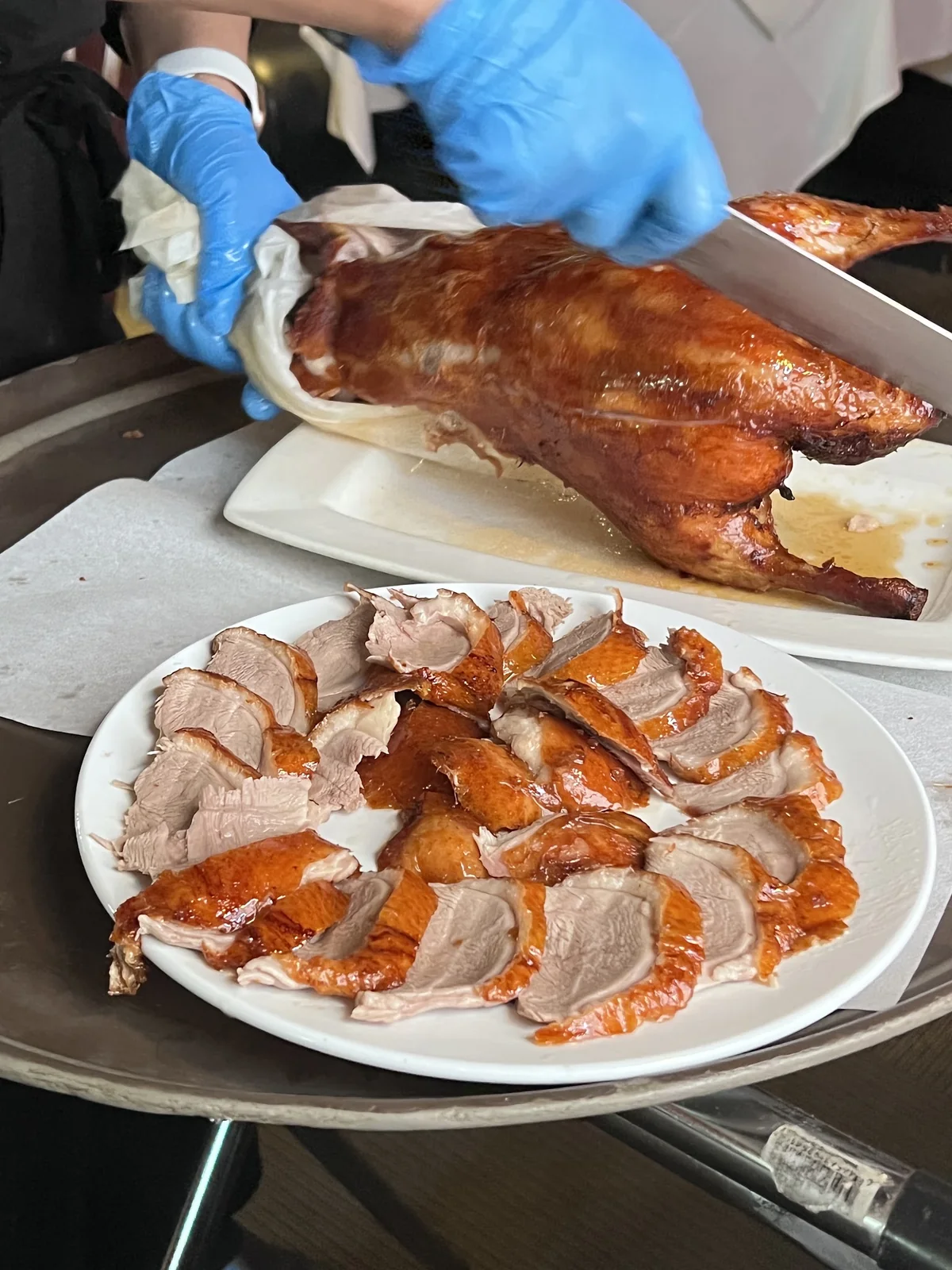 Peking duck carved tableside at Hong Hua
